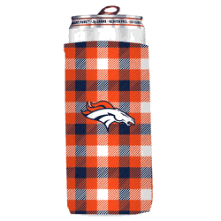 Denver Broncos Plaid Insulated Slim Can Sleeve