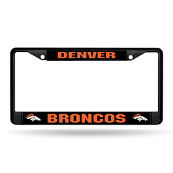 Denver Broncos Primary Black Chrome Frame with Plastic Inserts 12" x 6" Car/Truck Auto Accessory