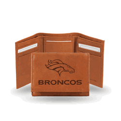 Denver Broncos Primary Brown Embossed Genuine Leather Tri-Fold Wallet