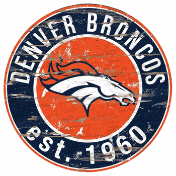 Denver Broncos Round Distressed Sign