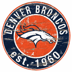 Denver Broncos Round Distressed Sign