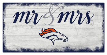 Denver Broncos Script Mr & Mrs 6x12 Sign