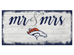 Denver Broncos Script Mr & Mrs 6x12 Sign