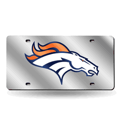 Denver Broncos Silver H 12" x 6" Silver Laser Cut Tag For Car/Truck/SUV