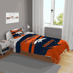Denver Broncos Slanted Stripe 4 PC Twin Bed in a Bag