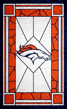 Denver Broncos Stained Glass 11x19 Wood Sign
