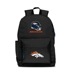 Denver Broncos Two-Logo Campus Backpack, Black, with Navy Zipper