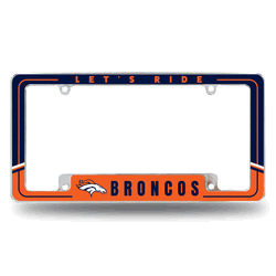 Denver Broncos Two-Tone 12" x 6" Chrome All Over Automotive License Plate Frame