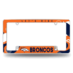 Denver Broncos Wave 12" x 6" Chrome All Over Automotive License Plate Frame