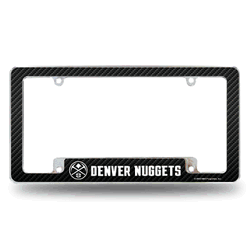 Denver Nuggets Black 12" x 6" Chrome All Over Automotive License Plate Frame for Car/Truck/SUV