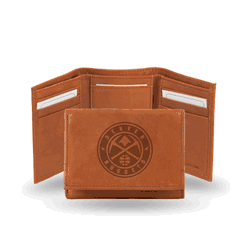Denver Nuggets  Brown Embossed Genuine Leather Tri-Fold Wallet