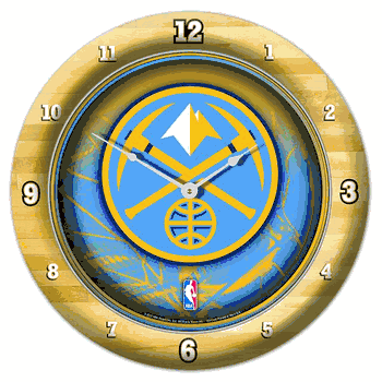 Denver Nuggets Clock Round Wall Style Chrome