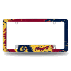 Denver Nuggets Tie Dye 12" x 6" Chrome All Over Automotive License Plate Frame for Car/Truck/SUV