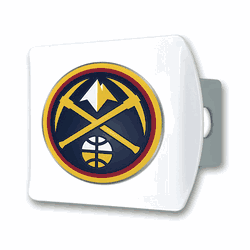 Denver Nuggets White Metal Hitch Cover with  3D Color Emblem