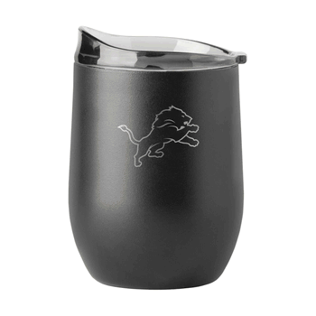 Detroit Lions 16oz Black Etch Powder Coat Curved Bev