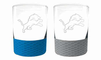 Detroit Lions 2pc Laser Etched Commissioner Rocks Glass Set