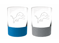 Detroit Lions 2pc Laser Etched Commissioner Rocks Glass Set