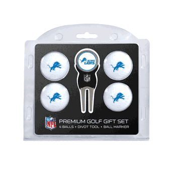 Detroit Lions 4 Ball Gift Set + Divot Tool & Marker