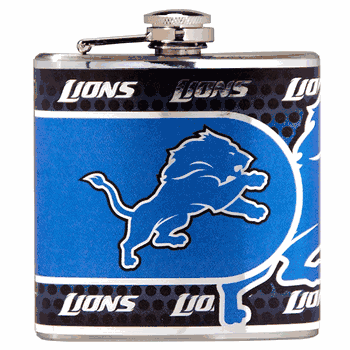 Detroit Lions 6oz Stainless Steel Flask with Metallic Graphics