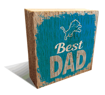 Detroit Lions Best Dad 6x6 Wood Block