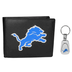 Detroit Lions Bi-fold Wallet & Steel Key Chain