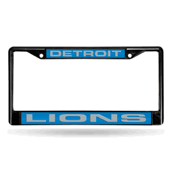 Detroit Lions Black 12" x 6" Black Laser Cut Chrome Frame