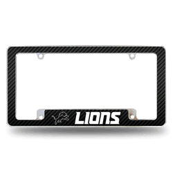 Detroit Lions Black 12" x 6" Chrome All Over Automotive License Plate Frame for Car/Truck/SUV