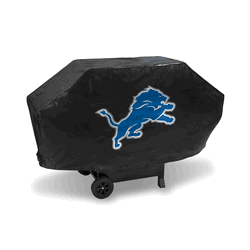 Detroit Lions Black Deluxe Vinyl Grill Cover - 68" Wide/Heavy Duty/Velcro Staps