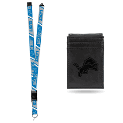 Detroit Lions Black Front Pocket Wallet Set