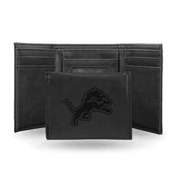 Detroit Lions Black Laser Engraved Tri-Fold Wallet