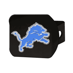 Detroit Lions Black Metal Hitch Cover - 3D Color Emblem