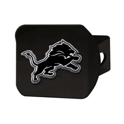 Detroit Lions Black Metal Hitch Cover with Metal Chrome 3D Emblem