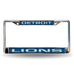 Detroit Lions Blue 12" x 6" Laser Cut Chrome Frame