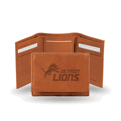 Detroit Lions  Brown Embossed Genuine Leather Tri-Fold Wallet