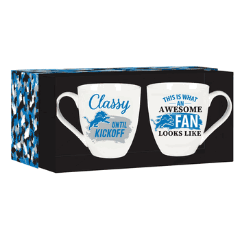 Detroit Lions Coffee Mug 17oz Ceramic 2 Piece Set with Gift Box