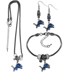 Detroit Lions Euro Bead Jewelry 3 piece Set