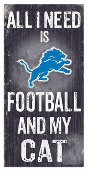 Detroit Lions Football and My Cat 6x12 Sign