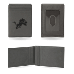 Detroit Lions Gray Laser Engraved Front Pocket Wallet