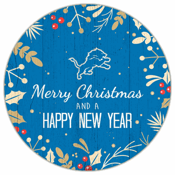 Detroit Lions Merry Christmas & New Year 12in Circle