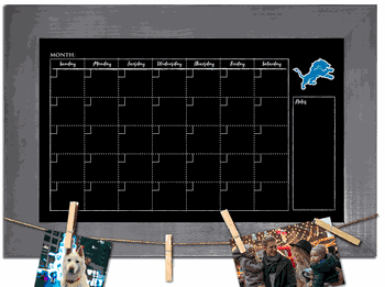 Detroit Lions Monthly Chalkboard with frame & clothespins 11x19 Sign