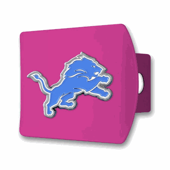 Detroit Lions Pink Metal Hitch Cover with  3D Color Emblem