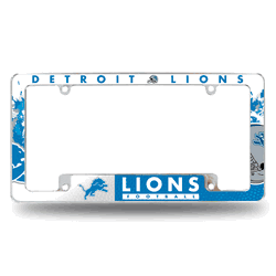 Detroit Lions Primary 12" x 6" Chrome All Over Automotive License Plate Frame for Car/Truck/SUV