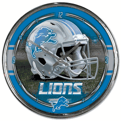 Detroit Lions Round Chrome Wall Clock