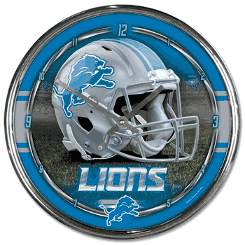 Detroit Lions Round Chrome Wall Clock