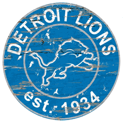 Detroit Lions Round Distressed Sign