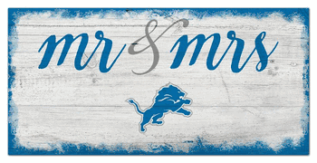 Detroit Lions Script Mr & Mrs 6x12 Sign