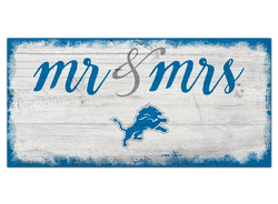 Detroit Lions Script Mr & Mrs 6x12 Sign