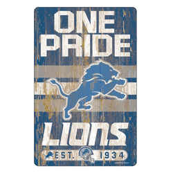Detroit Lions Sign 11x17 Wood Slogan Design