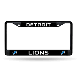 Detroit Lions Standard Black Chrome Frame with Plastic Inserts 12" x 6" Car/Truck Auto Accessory
