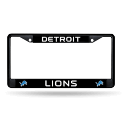 Detroit Lions Standard Black Chrome Frame with Plastic Inserts 12" x 6" Car/Truck Auto Accessory